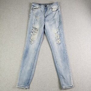 Gogo Jegging Jeans Womens 11 Blue Denim Curvy Super Stretch High Rise Distressed